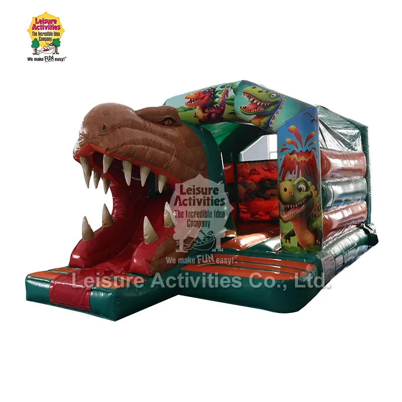 Small Inflatable Multiplay Bouncy Castles T-REX with Slide