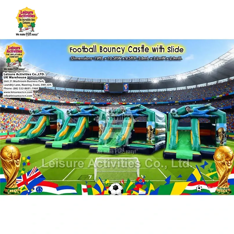 Small Inflatable Multiplay Football Bouncy Castle with Slide