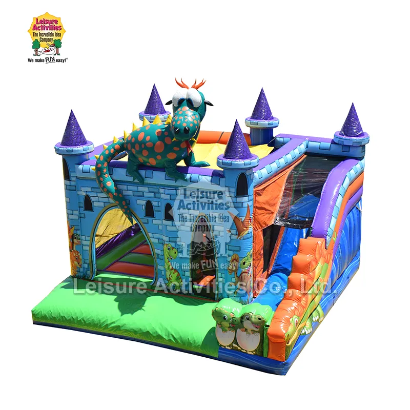 Standard Inflatable Multiplay Bouncy Castles Draco cum Slide